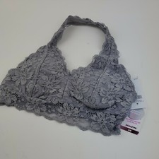Justice Bralette Girls Gray Lace Padded Halter Bra Removable Pads NWT Size 30