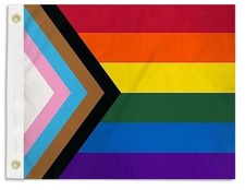 Rainbow Progress Pride Flag 12X18 Inch 12" x 18" Grommet Boat Flag LGBTQIA