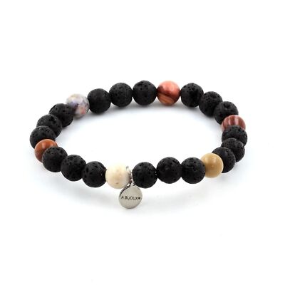 Petrified Wood And Lava Bead Bracelet 8 Mm. Made In France.