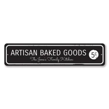 Artisan Baked Goods Sign, Personalized 5 Cents Family Name Metal Decor Sign