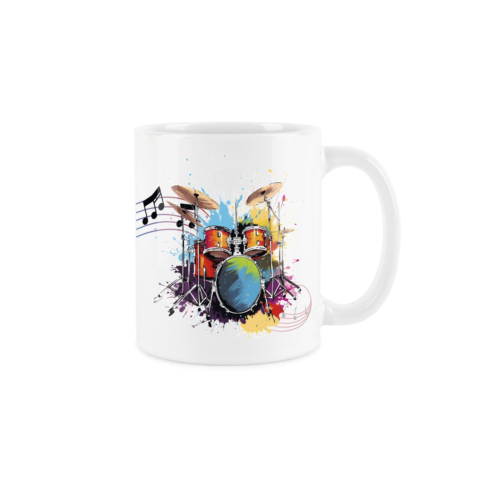 Drums Mug - Colourful Abstract Musical Themed Gift Ceramic Tea/Coffee Cup