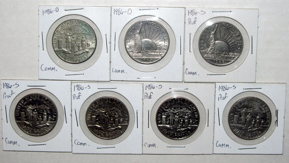 1986 D S Statue of Liberty Commemorative Lot (x7) w/Proof Circulated  SEE PICS! - Image 2 of 3