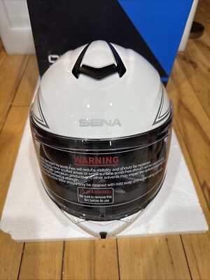 Sena Outrush Modular Smart Bluetooth Motorcycle Helmet Glossy White Small New