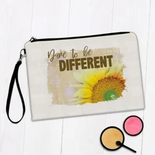 Gift Makeup Bag : Sunflower Dare to Be Different Flower Floral Yellow Decor