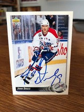 1992-93 UPPER DECK #205 JOHN DRUCE SIGNED AUTOGRAPHED CARD