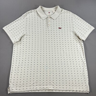 Levis Polo Shirt Tan Housemark Standard Fit Bandana Print Mens XL