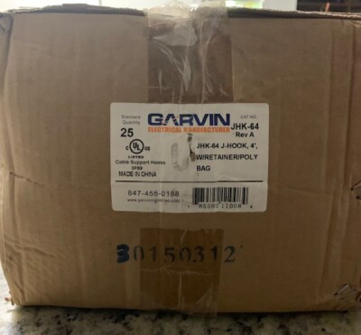 Garvin JHK-64 4 inch J Hook Cable Support, 25 Pack