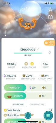 Pokemon Go Shiny Geodude ( Stage 1 )
