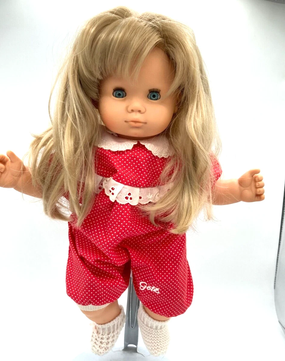 RARE Vintage Gotz Puppe Blond Hair Blue Sleepy Eyes Soft Torso 15
