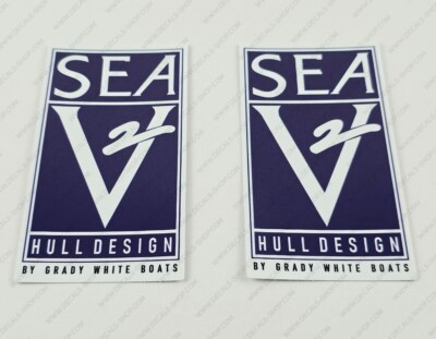 GRADY WHITE SEA V HULL DESIGN AUFKLEBER STICKER 2,5'' x 4,5'' 2 Stück.