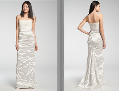 Nicole Miller Embroidered Bodice Ruched Satin embellished wedding dress $1190+t! Nicole Miller Embroidered Bodice Ruched Satin embellished wedding dress $1190+t!