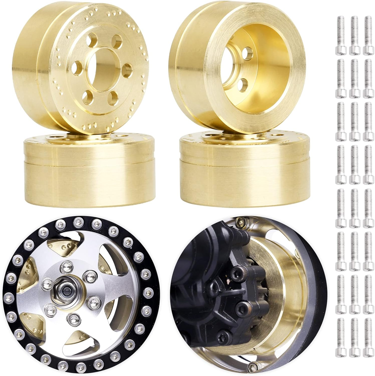 RC Crawler Brass Wheel Weight Block Fit 1.9/2.2 Inch Beadlock Wheel Rims for Tra