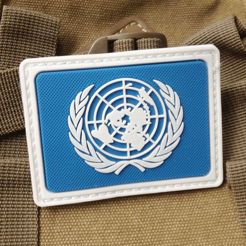 3D PVC UN FLAG PATCHES United Nations U.N. FLAG TACTICAL RUBBER HOOK PATCH BLUE - Picture 1 of 5