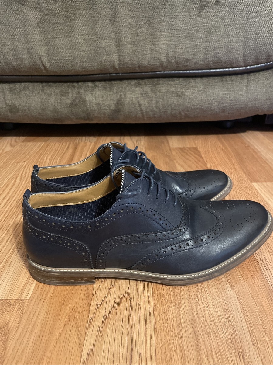 aldo blue dress shoes aldo men wingtip Brogue dark blue leather dress shoes size 10.5