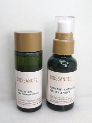 BIOSSANCE SQUALANE PORE MINIMIZING TONER & GENTLE CLEANSER 1.7 OZ NWOB 2PCS
