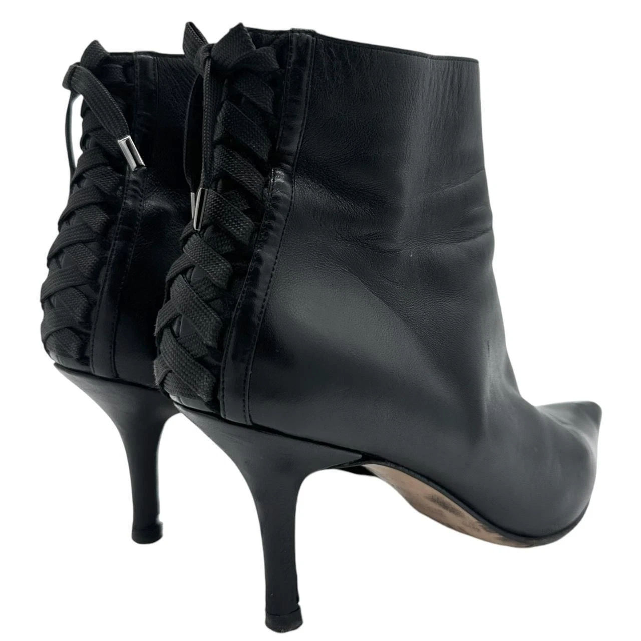 Bottines à talons Christian Dior noires à lacets bout pointu