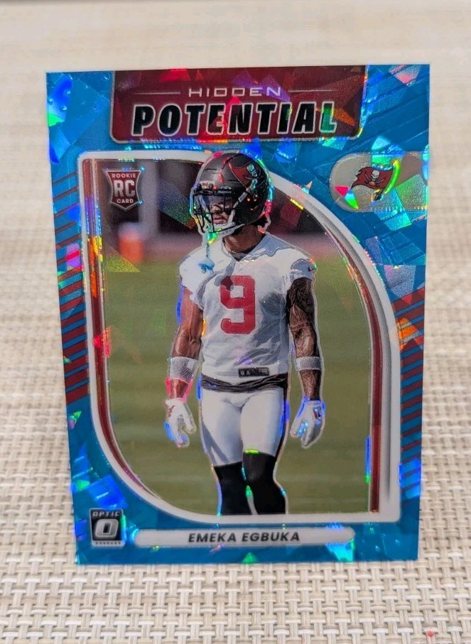 2025 Panini Donruss Optic Emeka Egbuka Blue Cracked Ice /55 RC Hidden Potential