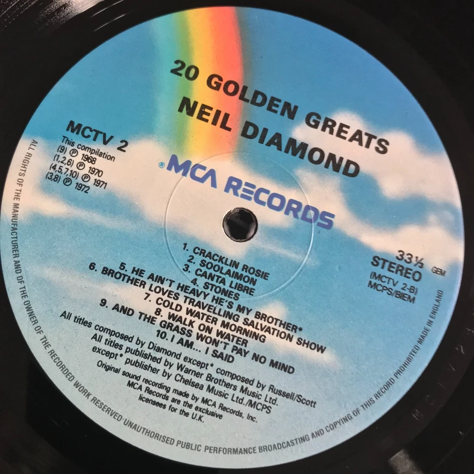 Neil Diamond – 20 Golden Greats Vinyl LP Compilation - Sweet Caroline - Image 4 of 4