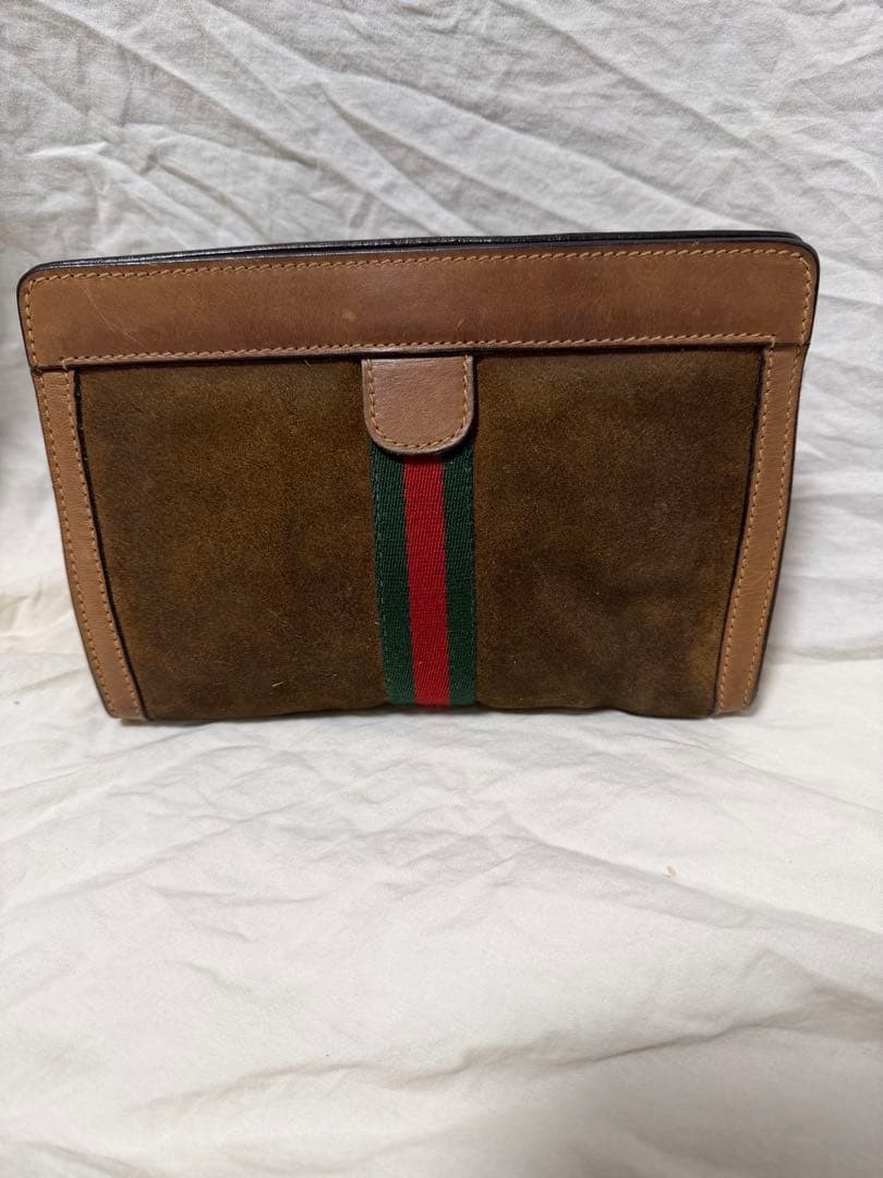 Gucci pochette vintage scamosciata bordo pelle autentica rara borsetta lusso