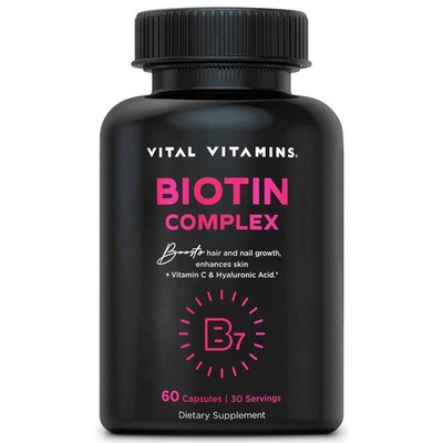 Vital Vitamins Biotin Complex Pills - with 60 Count (Pack of 1),