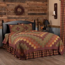 Primitive Twin Quilt Set Red Patchwork Heritage Farms Bedroom Decor VHC Brands