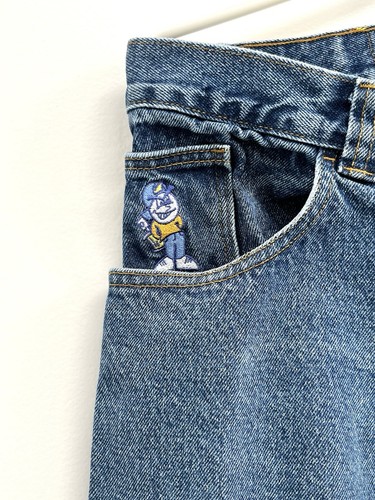 Polar Skate Co '93 Denim Baggy Jeans Men's 34x34 Blue Denim Skater Distressed - Picture 3 of 11