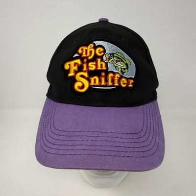 The Fish Sniffer Hat Black Purple Two Tone Fishing Baseball Cap Adjustable Strap