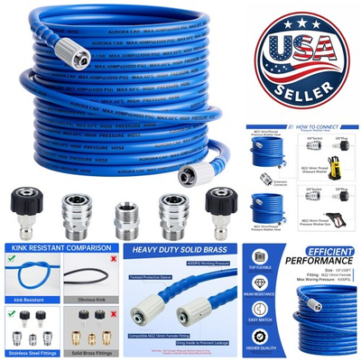 #ad 50 FT Synthetic Rubber Pressure Washer Hose Universal Fit amp; 4000 PSI $68.39