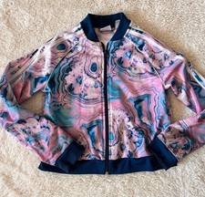Adidas Girls Marble Pink  Blue Track Jacket Size 6