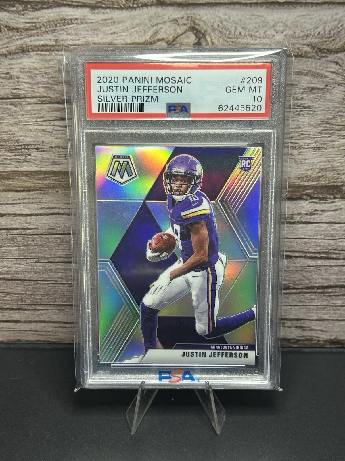 2020 PANINI MOSAIC JUSTIN JEFFERSON SILVER PRIZM #209 (RC) PSA 10 GEM MINT