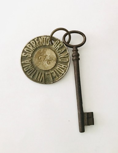 1900s Sorrento Grand Hotel Vittoria Italy Hotel Key & Fob 212 Grand Tour Europe