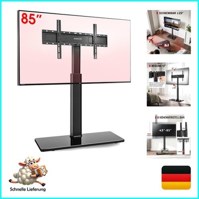 Aokcos TV Bodenständer höhenverstellbar 1,6m für 43-75 Zoll, schwenkbar neigb...
