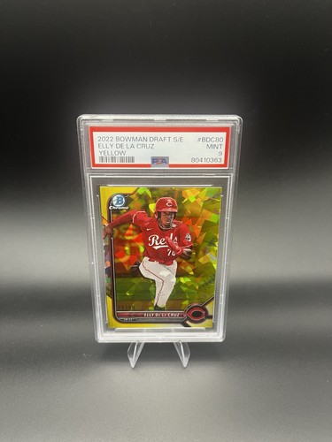 Elly De LA Cruz [Sapphire Yellow Refractor] #BDC-80 2022 Bowman Draft Chrome card