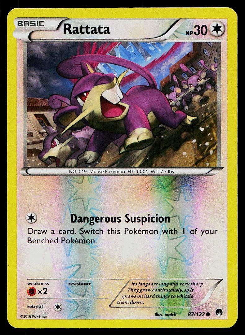 Pokemon Card BREAKpoint Rattata 87/122 Reverse Holo Common