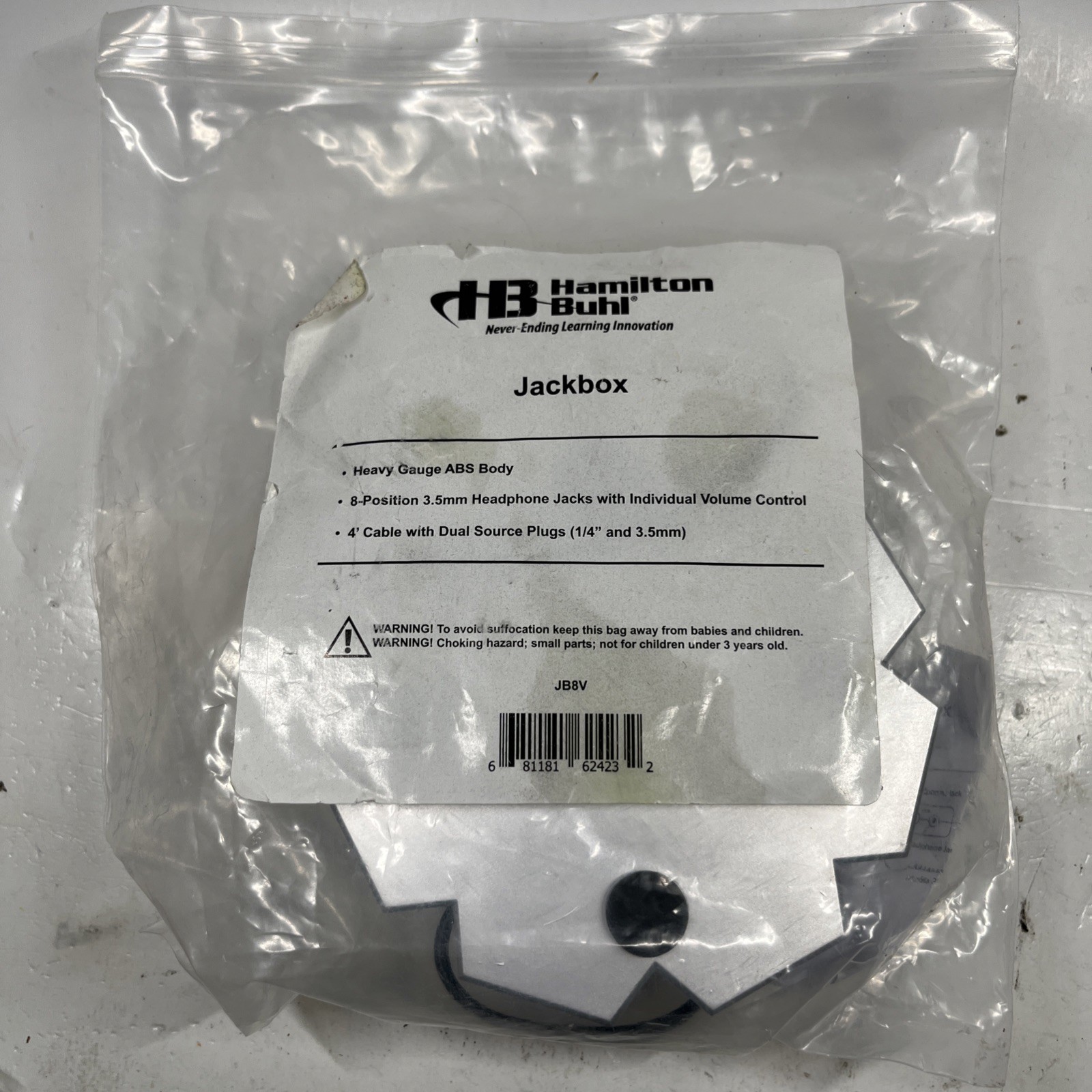 Hamilton Buhl Heavy Duty Jack Box JB8V 3.5mm Stereo Headphone 8 Ports