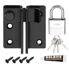 1Pcs Flip Latches, 1.8in Safety Door Lock Catch with Padlock[Left Open, Black]