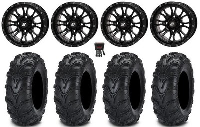 Sedona Fusion 14'' Wheels Gloss Black +30mm 28'' Mud Lite II Tires Polaris RZR