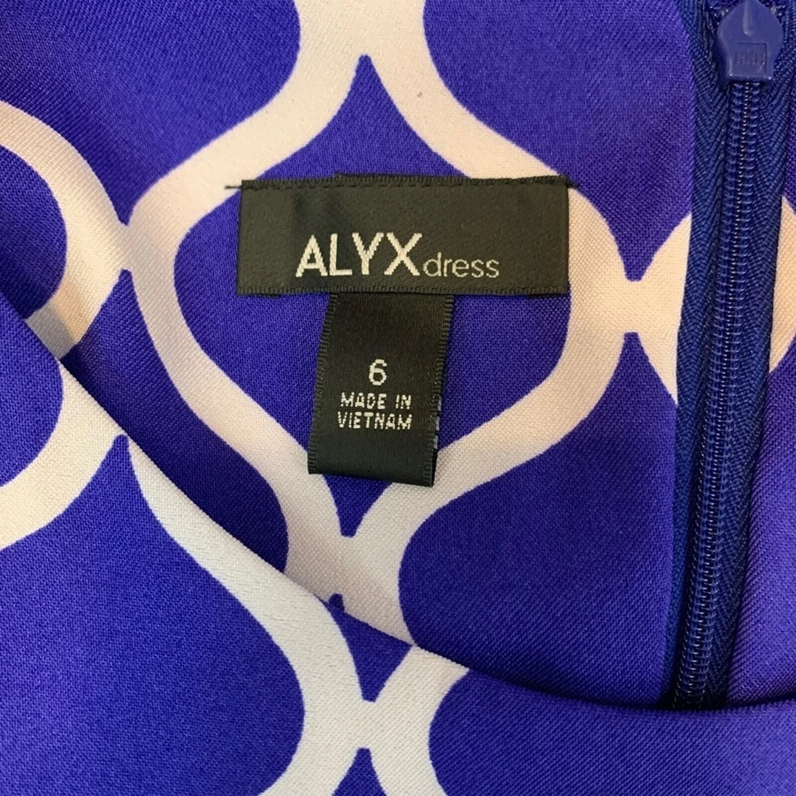 Abito smanicato Alyx tubino donna lunghezza ginocchio elasticizzato blu bianco stampa tg 6