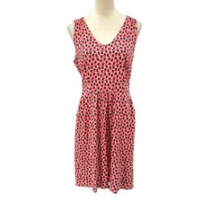 Boden 8R Melinda Pink & Red Flower Print Jersey Knit Sleeveless Sheath Dress