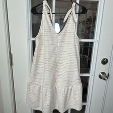 LOFT Women’s Sleeveless Midi Dress Cream Pastel Stripes  Size Small