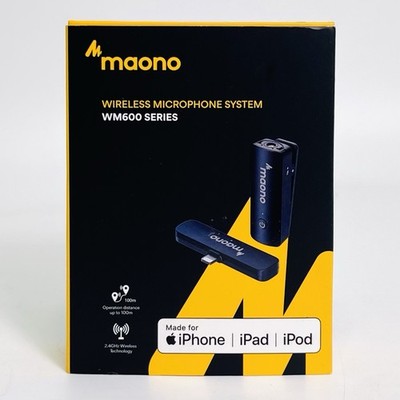Maono WM600 B1 Wireless Lavalier Microphone for iPhone iPad MFi Noise Cancel 2.4