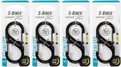 Nite Ize S-Biner SlideLock Stainless Steel Carabiner #3 - Black (4-Pack)