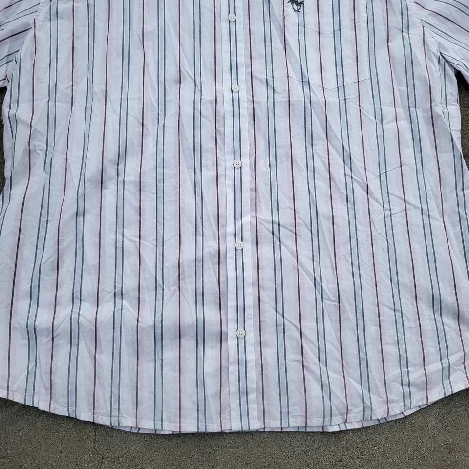 Vintage Y2K UnionBay Stripe Short Sleeve Button Up Shirt Mens 2XL XXL White Blue - Image 3 of 4