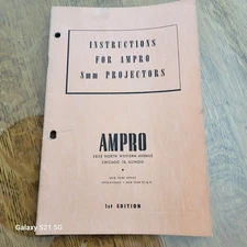 VINTAGE AMPRO A8, 8mm FILM PROJECTOR INSTRUCTION OPERATORS MANUAL