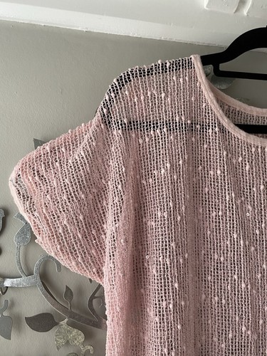 Made In Italy Shell Pink Crochet Tunic Top One Size UK 16/18 Ch 46” - Picture 5 of 6