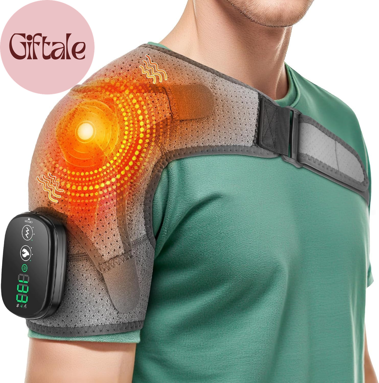 Cordless Shoulder Heating Pad, Shoulder Massager for Pain Relief Deep Tissue, He