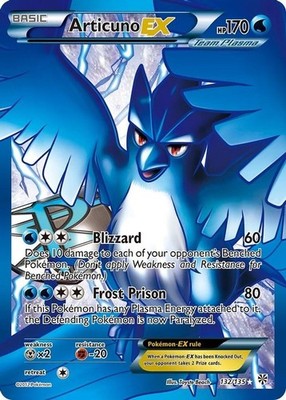 Articuno EX - 132/135 - Pokemon Plasma Storm Black & White Full Art Rare Card HP