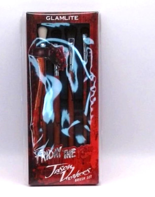 BRAND NEW Glamlite x Friday the 13th, Jason Voorhees 5-Pc. Brush Set BNIB