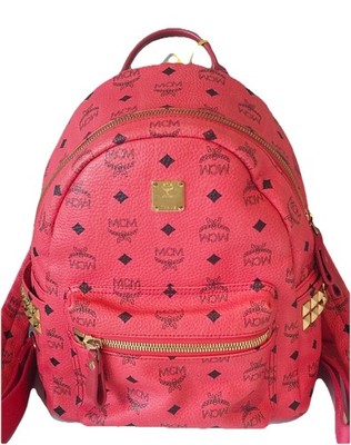 Authentic MCM Visetos Backpack, Hot Pink Monogram Coated Canvas