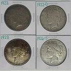 1922 1922-D 1923 1926-S Peace Dollar Lot of 4